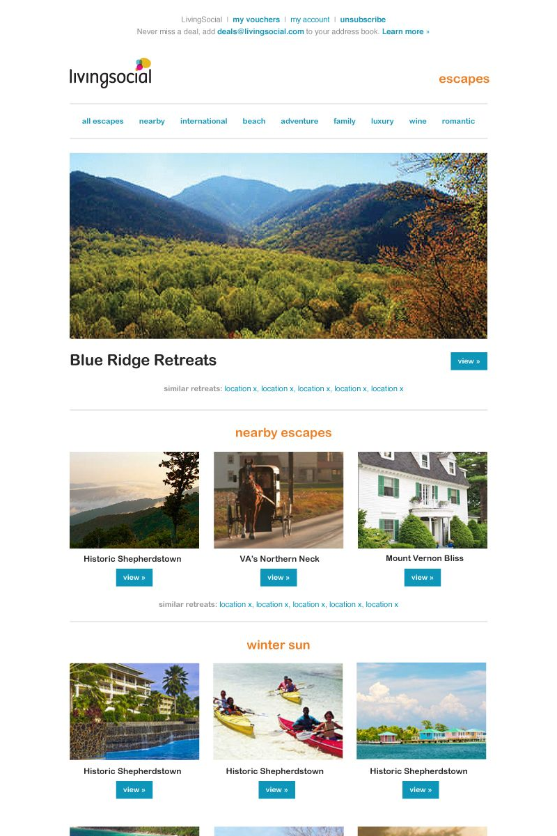 Escapes email example