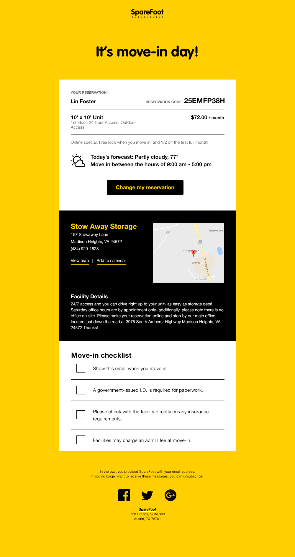 Move-in day email